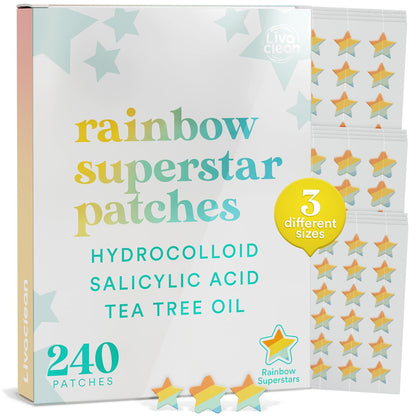 240 CT Rainbow Superstar Acne Patches w/Salicylic Acid & Tea Tree